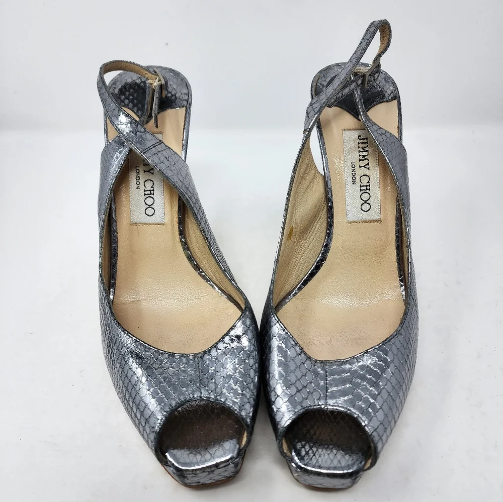 Jimmy Choo Pewter Leather Pumps